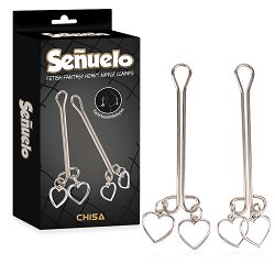 Zestaw stalowych zacisków na sutki z serduszkami BDSM - 76740812