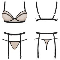 Obsessive komplet bielizny z pasem do pończoch Nudelia - 78497552 - 4