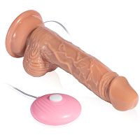 Wibrujący żelowy penis na przyssawce sterowany pilotem 10 funkcji - 70271620 - 3