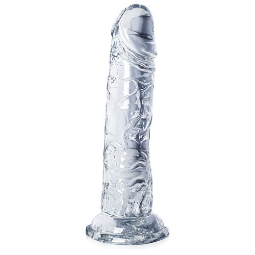 Anatomiczne elastyczne przezroczyste dildo 18 cm - 76592517