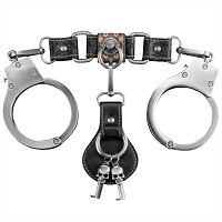 Rebellion srebrne kajdanki BDSM ze skórzanymi elementami i kluczykami Rebellion - 77221760 - 2