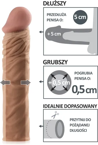 Naturalna nakładka penis dłuższy o 5 cm intensywnie stymulująca – 70103361