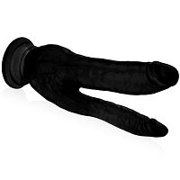 Podwójne czarne dildo silikonowe 20,5 cm z przyssawką - 79748582 - 2
