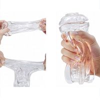 Sztuczna pochwa przezroczysta męski mastirbator z wypustkami - 73510717 - 4