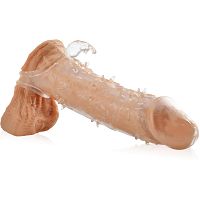 Żelowa nakładka na penisa z kolcami i pierścieniem na jądra, stymulacja łechtaczki - 75494107 - 2