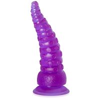 Giętkie teksturowane fioletowe dildo 21 cm w kształcie macki - 76083652 - 3