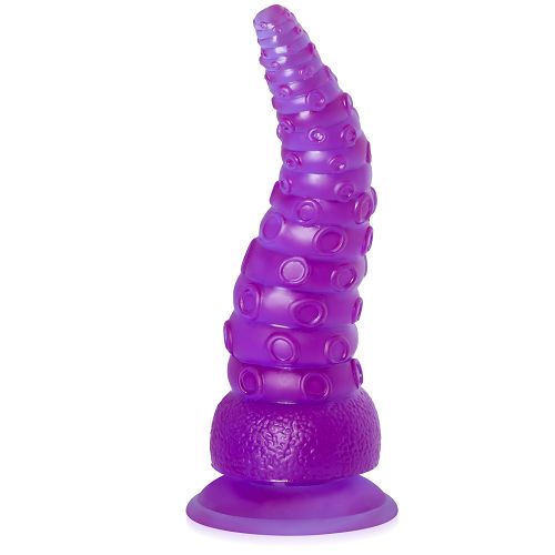 Giętkie teksturowane fioletowe dildo 21 cm w kształcie macki - 76083652