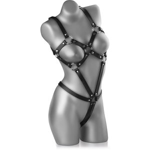 Skórzane skąpe body z metalowymi akcentami - bdsm - 71547727