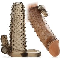 Żelowa otwarta nakładka erekcyjna z wypustkami i wibratorem - 76041107 - 4