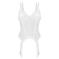 Obsessive Arrowel biały gorset z koronką + paski do pończoch - 75861447 - 2