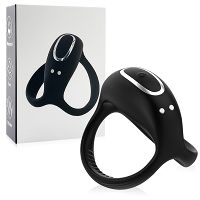 Czarny wibrujący pierścień erekcyjny sterowany aplikacją - 76422656 - 6