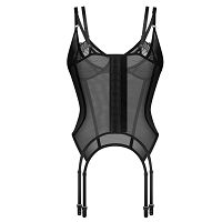 Obsessive Arrowel czarny gorset  z koronką + paski do pończoch - 75714773 - 4