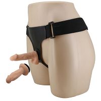 Realistyczny strap-on regulowany pas dla par z dwoma dildo - 76782492 - 2