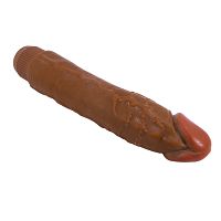 Brązowy realistyczny wibrator z jednostajną wibracją 24 cm - 70444247 - 3