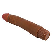 Brązowy realistyczny wibrator z jednostajną wibracją 24 cm - 70444247 - 5