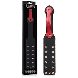 Rebellion podwójna skórzana packa BDSM z ozdobnymi nitami 38 cm - 75976761