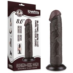 Dildo 20 cm superrealistyczny penis z przesuwną skórą - 70314466