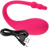 Gładkie jajeczko stymulujące z długą wypustką do łechtaczki - 70381346 - 2