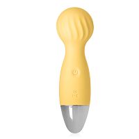 Żółty mini wand masażer 12 funkcji wodoodporny 14 cm - 78419081 - 2