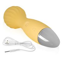 Żółty mini wand masażer 12 funkcji wodoodporny 14 cm - 78419081 - 3