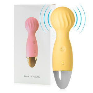Żółty mini wand masażer 12 funkcji wodoodporny 14 cm - 78419081