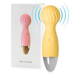 Żółty mini wand masażer 12 funkcji wodoodporny 14 cm - 78419081