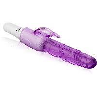 Fioletowy wąski żelowy wibrator z króliczkiem - lbb 010048 - 2