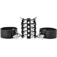 Klatka na penisa z kajdankami bdsm stalowe pierścienie + kajdany z kłódką - 72995358 - 2