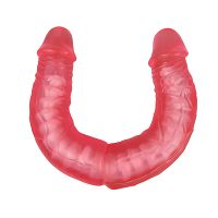 Różowe podwójne realistyczne dildo z kręgosłupem 38 cm - 76919397 - 2