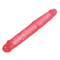 Różowe podwójne realistyczne dildo z kręgosłupem 38 cm - 76919397 - 4