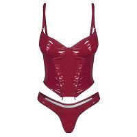 Obsessive Redya bordowy zestaw bielizny gorset + stringi - 74948775 - 5