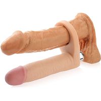 Wibrujący strap-on analny zakładany na penisa ring erekcyjny – 70397008 - 3