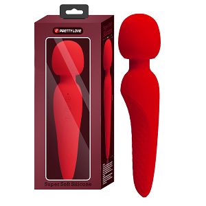 Czerwony super miękki silikonowy masażer WAND 35 wibracji - 71585612