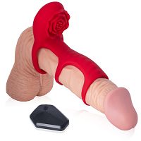 Wibrująca nakładka na penisa z wypustką do łechtaczki - 76849526 - 2