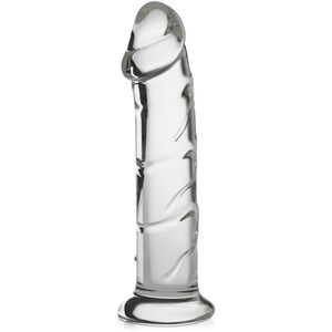 Szklane dildo elegancki penetrator na podstawce penis – 75264314