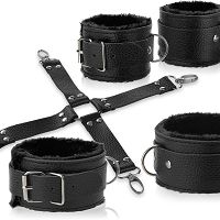 Zestaw do krępowania kajdanki na ręce i nogi z paskami łączącymi - 70530640 - 2