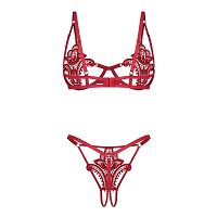 Obsessive Luise Sublim luksusowy czerwony komplet bielizny - 72427573 - 3