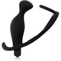 Kształtny korek analny masażer prostaty z dwoma pierścieniami i nasadką masującą - 55163708 - 2