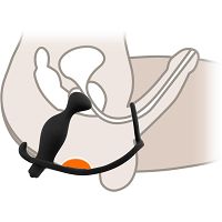 Kształtny korek analny masażer prostaty z dwoma pierścieniami i nasadką masującą - 55163708 - 4