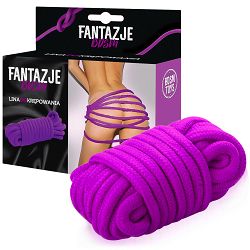 Wytrzymała fioletowa lina do krępowania BDSM 100% bawełna 5m - 78876133