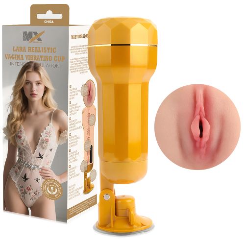 Realistyczna sztuczna pochwa Lara z regulowaną przyssawką i wibracjami - 71423197