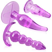 Duży zestaw 6szt. Do pieszczot odbytu korek analny żelowy plug z uchwytem - 70908588 - 3