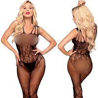 Penthouse dirty mind - bodystocking z siateczki w kobiece kwiaty i kokardki - 73894220 - 3
