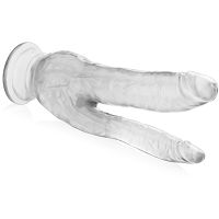 Podwójne przezroczyste dildo silikonowe 20,5 cm z przyssawką -  72637400 - 2