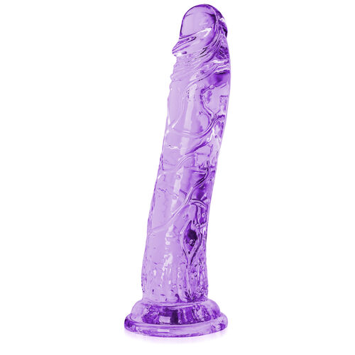 Anatomiczne dildo fioletowe 21 cm elastyczny sztuczny penis - 74966076