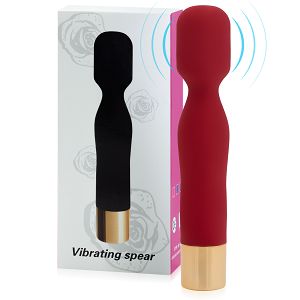 Czerwony mini wand masażer 10 funkcji wodoodporny 14,5 cm - 75066706