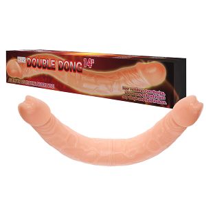 Cieliste podwójne realistyczne dildo z kręgosłupem 38 cm - 73256620