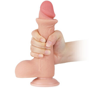 Dildo 19,5 cm superrealistyczny penis z dużymi jądrami - 77950502