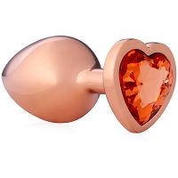 Stalowy korek analny z diamentem w kształcie serca 8,2 cm - 70868345 - 3