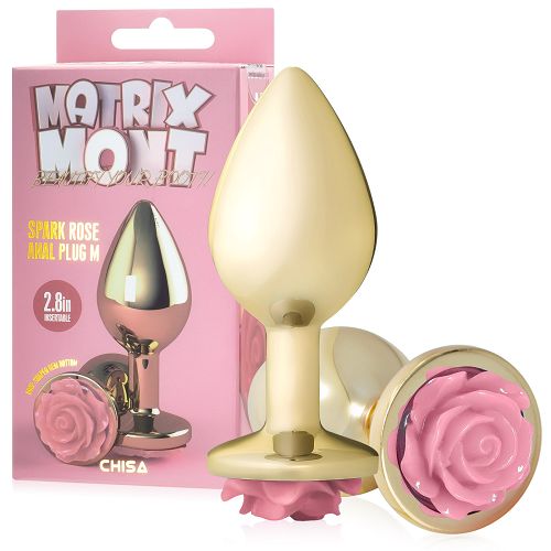 Anal plug 9 cm korek analny z różową różą - 72583373